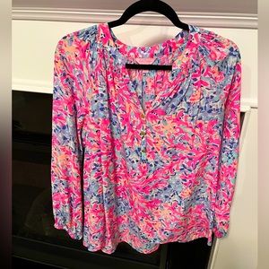 Lilly Pulitzer Elsa Blouse, size L - EUC, Multicolor